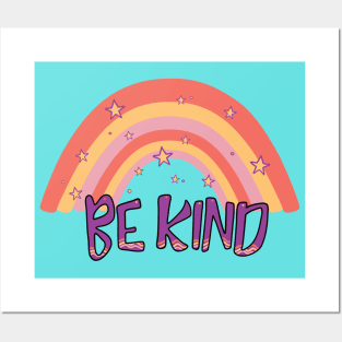 Cute rainbow Be Kind Posters and Art